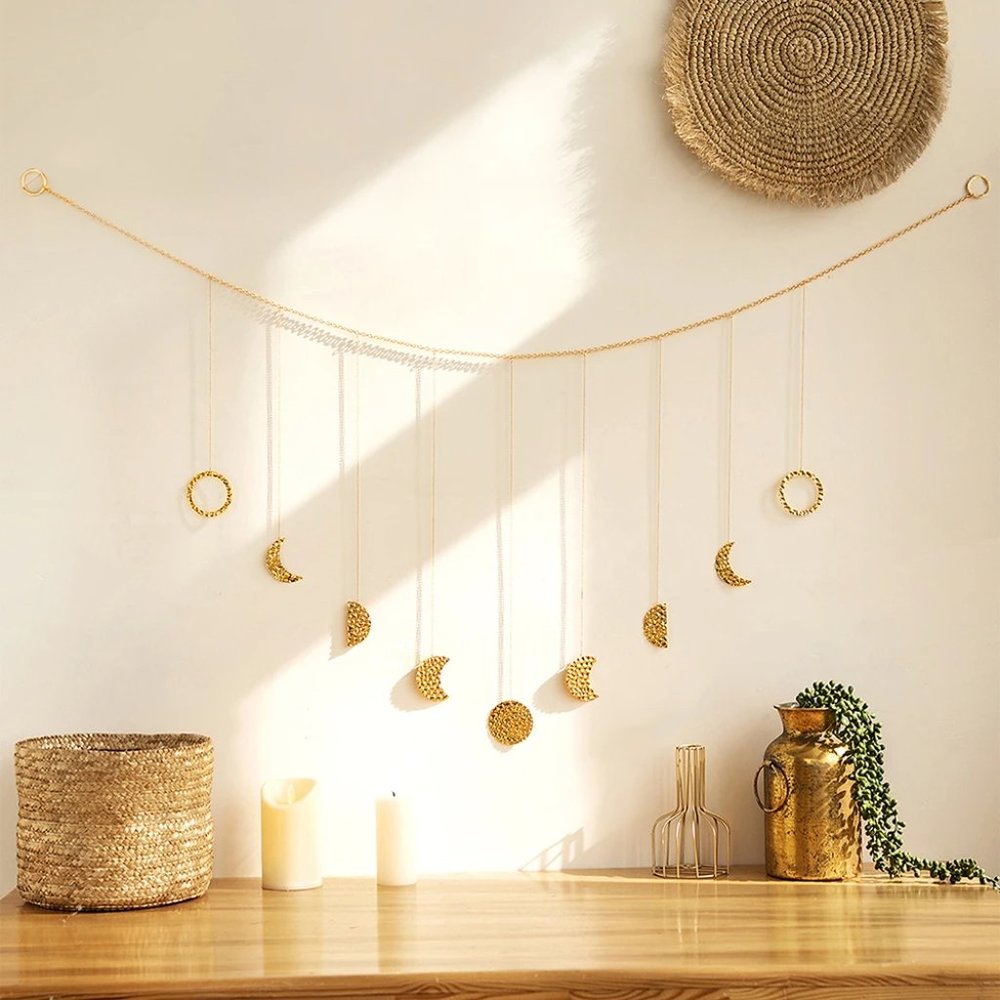 2 PC Boho Style Decor Macrame Moon Wall Hangings Moon Tray SET NEW - Picture 3 of 9